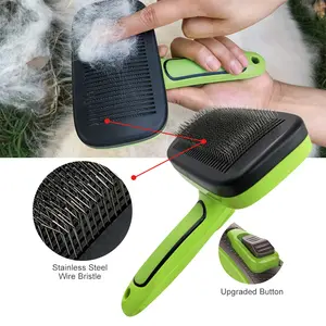 Self Cleaning Wire Bristles Pet Hair Grooming Deshedding Dog And Cat Slicker Brush