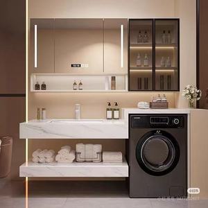<span class=keywords><strong>Mobile</strong></span> per Lavanderia <span class=keywords><strong>con</strong></span> Lavatrice Integrata, Design Popolare, Grande Capacità di Stoccaggio e Organizzazione - Product Image 2