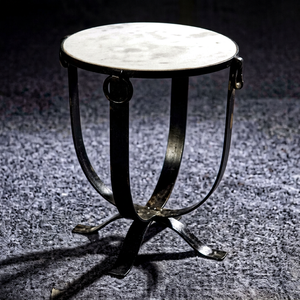 Modern Iron <b>Marble</b> <b>Side</b> <b>Table</b> Round <b>Marble</b> Top Sculptural Metal Base Accent <b>Table</b> for Living Room Bedroom Home Furniture - Product Image 1