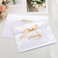 Haute qualité blanc soie Satin cheveux perruque sac de rangement enveloppe de luxe vêtements ceintures emballage Satin sac à poussière