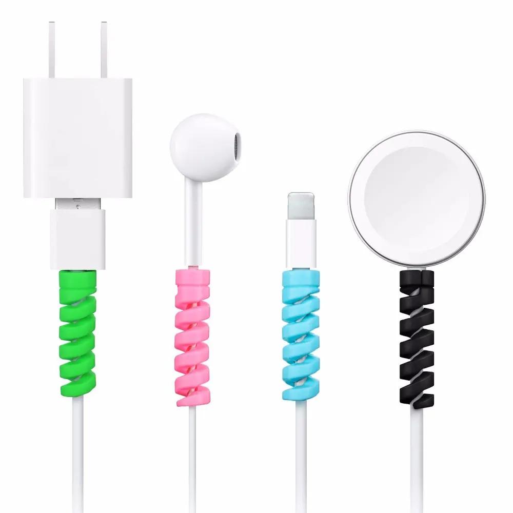 Wholesale Colorful Silicone Data Line Charger Spiral USB Cable Protector for iPhone Charging Cable Protection