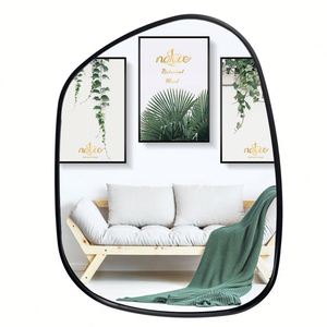 Espejo de Pared Personalizado, Grande, Negro, Dorado, Plateado, Moderno, con Marco Irregular, para Baño, Dormitorio, Espejo - Product Image 2