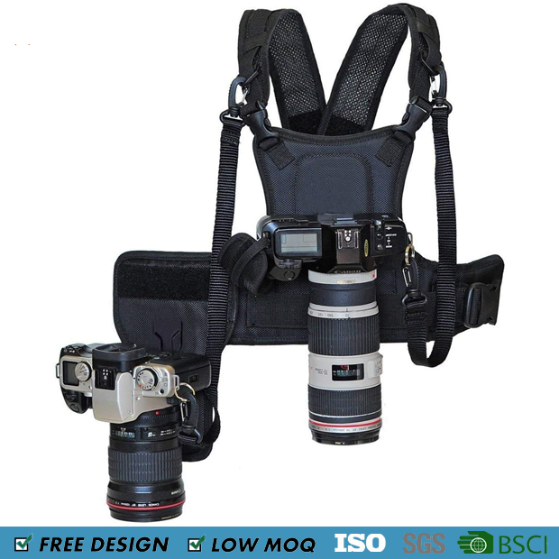 Factory Custom Dual Multi Camera Carrier Chest Harness Vest Side Backup Safety Straps for DSLR Cameras Wearable Camera Bags