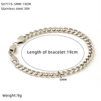 Bracelet Figaro en plaqué or véritable 18K, chaîne en corde, gourmette robuste en acier inoxydable, bracelet à maillons cubains Miami pour hommes et femmes