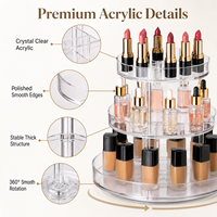 Organisateur de maquillage en acrylique avec plusieurs compartiments de rangement pour collection de cosmétiques