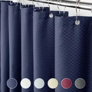 Elegant Diamond Type Lattice Shower Curtains Waterproof Fabric Bathroom Curtains