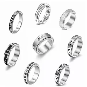 Merryshine Sieraden Verstelbare Mannen Vrouwen Zilveren Planeet Angst Fidget Cube Rings Spinning Angst Ring Voor Dochter