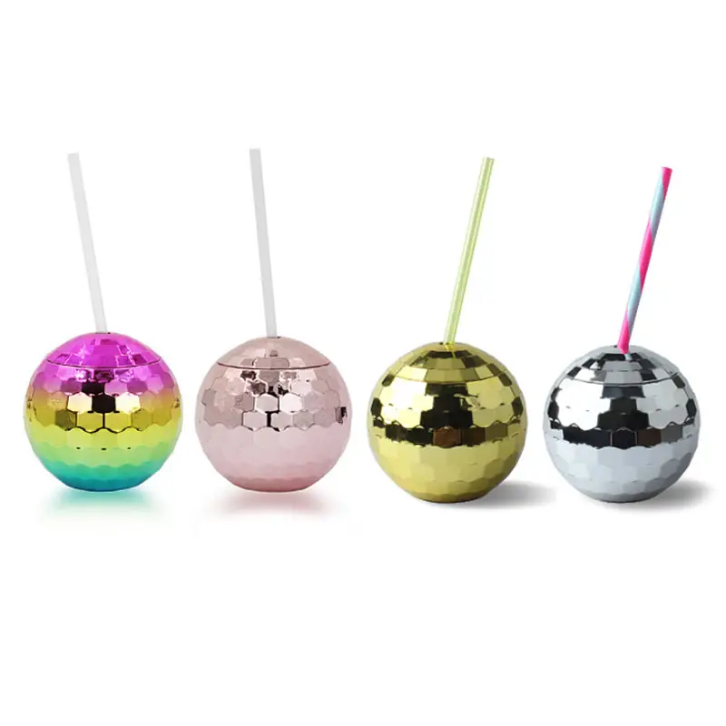 Glow Ball Light Up Tumbler Cups with Straw plastic LED Drinking Glasses LED 20oz Tumbler Ball Cup with Straw