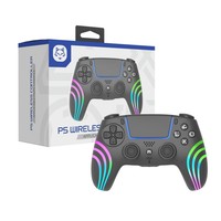 Manette sans fil LED pour PS5, compatible avec PS5 Pro/Slim/PC, double vibration, fonction Turbo, prise audio 3,5 mm