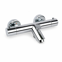 Mitigeur de douche et bain mural thermostatique en laiton à double poignée, finition chrome poli, avec robinet de dérivation d'eau, design contemporain pour salle de bain
