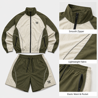Ensemble de survêtement vintage en nylon color block pour homme – Veste coupe-vent légère et short décontracté – Deux pièces respirantes et à séchage rapide pour l'été