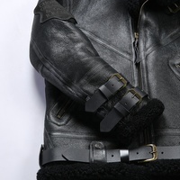 Hiver Nouveau B3 Bomber Fashion Shearing Fur Thick Sheepskin Jacket Black Short Lapel Moto & Biker Embossed Men's Sheephide