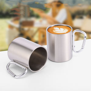 Mug de camping en acier inoxydable de haute qualité avec mousqueton, personnalisé, avec anneau en D, portable, pour la randonnée, le camping, les activités de plein air - Product Image 1