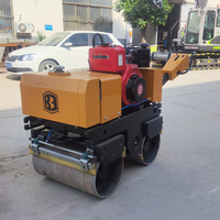 Construction Béton Sol Mini Portable Main Pousser Walk-Behind De Poche Mobile Double Tambour Rouleau Vibrant Asphalte Rouleaux