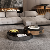 Ensemble de tables basses rondes en acier inoxydable, style art moderne, pivotant à 360° et extensible, pour hôtels, salles d'attente et mobilier domestique