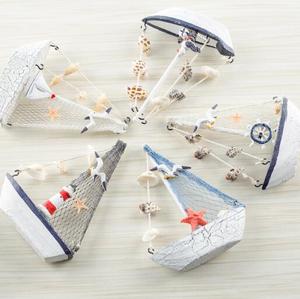 Style méditerranéen coquille fissure petit bateau décoration modèle de <span class=keywords><strong>voilier</strong></span> en bois petite décoration artisanat créatif pour enfants bateau - Product Image 4