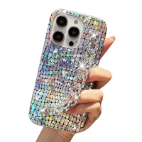 Couverture de téléphone de dragonne brillante à motif d'écailles laser à haute réflectivité pour les filles pour iPhone 15 14 13 12 11 Pro Max Plus anti-dérapant