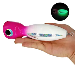 Großhandel 125 g/145 g 19 cm Japan Laser leuchtende hölzerne Köder Angeln Köder Popper Bass harte Köder Popper für Thunfisch