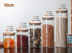 Toples Persegi dengan Tutup Bambu, Kaleng Dapur Kaca dengan Tutup Bambu Kedap Udara - Product Image 6
