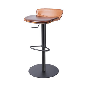 <span class=keywords><strong>Chaise</strong></span> <span class=keywords><strong>de</strong></span> <span class=keywords><strong>bar</strong></span> pivotante réglable en hauteur <span class=keywords><strong>de</strong></span> style vintage avec cadre en acier inoxydable et revêtement en cuir véritable <span class=keywords><strong>de</strong></span> vachette jaune ciré importé - Product Image 5