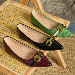 35-45 da donna per ballerine Slip-On con motivo a coccodrillo con fibbia dorata scarpe a punta Sexy leggere comode per l'estate - Product Image 2