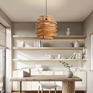 Rattan Chandelier Round E27 Led <b>Light</b> For Restaurant Living Room Bedroom Handmade Bamboo Pendant Lamp - Product Image 4