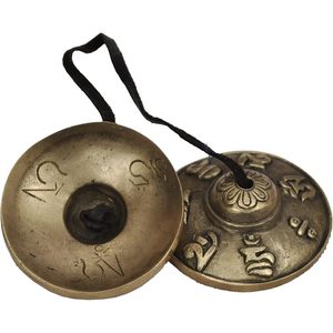 ร้านธรรมะธิเบต tingsha cymbals 6.2ซม. พร้อมสัญลักษณ์นูน OM mane Padme Hum - Product Image 3