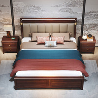 Lit Double en bois nouveau Style chinois lit de mariage de luxe en bois massif en bois tendre rangement Simple pour ensemble de meubles de chambre à coucher principale lits de chambre à coucher