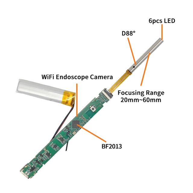 New Cmos Sensor BF2013 Endoscpic Mini Dvp Interface Industrial Medical Wifi Endoscope Camera Sensor Module Wireless With Wifi
