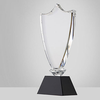 Fabricant nouvellement conçu trophée personnalisé de protection en verre de cristal à base trapézoïdale noire