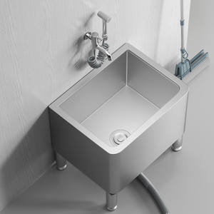 Évier de service commercial en acier inoxydable 304 noir nano, monté au sol, robuste, calibre 18, pour hôtel - Product Image 4