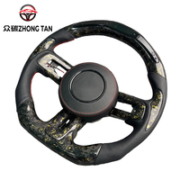 Volant sport en cuir rouge avec éclairage LED amélioré en fibre de carbone véritable pour Mustang GT