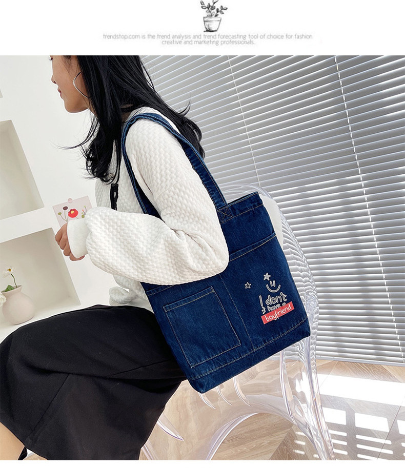 Women Denim Tote - Casual Shoulder Bag with Large Pockets