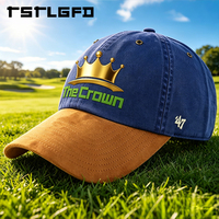 Gorra de golf estructurada de 6 paneles con logo personalizado, venta al por mayor, gorra retro de algodón lavado con visera de gamuza, frente rígido premium, fabricante