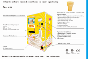 Machine professionnelle pour yaourt, haute efficacité, distributeur de crème glacée, automatique, approuvée de la Ce, auto-service - Product Image 2