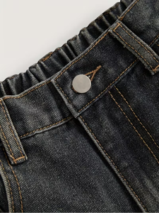 Jeans à jambes larges pour enfants et adolescentes, denim vintage, coupe ample, fermeture éclair, pantalon long - Product Image 4