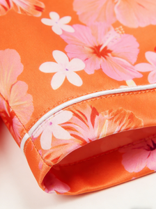 Pigiama arancione in raso per bambine, modello Hawaiian Daze, set corto con bottoni - Product Image 5