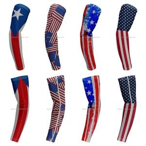 Manchons de cyclisme personnalisés imprimés avec des motifs de ruban rose et de drapeaux pour une protection UV, manchons de compression unisexes pour adultes - Product Image 5