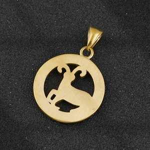 Colgante de Acero Inoxidable con Logotipo Personalizado, Serie Religiosa, Diseño Clásico y Sencillo, Signo Zodiacal Oveja, Bañado en Oro de 24K, Aries - Product Image 4