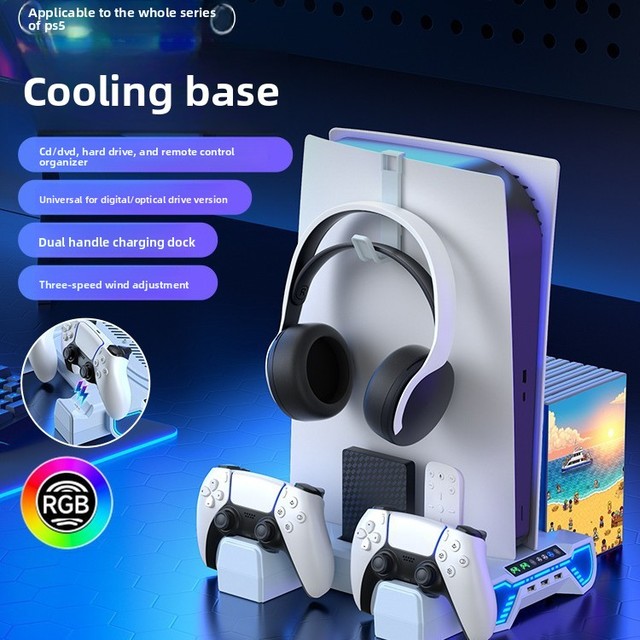 Jemdo Digital Edition Compatible 3D Printed Cooling Fan Charger Dual Handle Lightweight Design Remote Control Disc Storage
