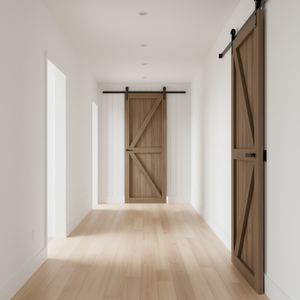 Kit de Herrajes para Puerta Corredera de Granero, 8 Pies, Capacidad de Carga de 330 LBS, Polea en Forma de J para Puerta de Madera Sólida de 48 x 84 Pulgadas, Estilo Rústico Interior - Product Image 3