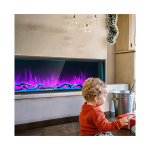 Chauffage de <span class=keywords><strong>cheminée</strong></span> électrique 3D encastré au mur moderne de 68 pouces Inserts de cheminées électriques à petite bordure <span class=keywords><strong>pour</strong></span> le ménage et l'hôtel - Product Image 1