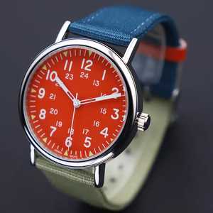 Correa de reloj de tela luminosa con logotipo privado al por mayor, esfera naranja y verde - Product Image 2
