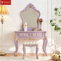 Lit de princesse haut de gamme en bois massif, peint à la main, doré, vintage, violet taro, style français, lit double/queen pour chambre principale