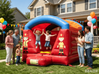 Château gonflable mini sur le thème des pompiers pour enfants, en PVC, capacité 3-5 personnes, idéal pour la location commerciale ou à domicile