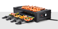 Grill électrique à raclette 8 personnes avec plaque PTFE, thermomètre, barbecue d'intérieur sans fumée 1200W, usage domestique, économe en énergie