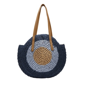 Sac messager rond en paille tressée pour femme, sac à bandoulière en rotin ajouré avec fermeture éclair, idéal pour la plage et les voyages - Product Image 3