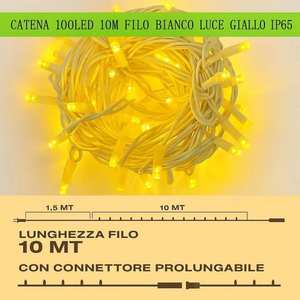 Guirnalda de Luces Gloca de 100 LED, 10 Metros, Cable Blanco, IP65, Luz Amarilla, Decoración Interior y Exterior - Product Image 4