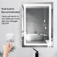Miroir de salle de bain multifonctionnel moderne rectangle avec lumière LED