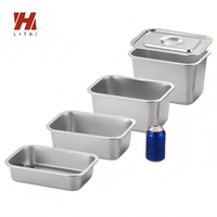 LIYUNDA Vente d'usine 201 Taille complète Rectangle en acier inoxydable 32*22 Métal Contenant alimentaire Plateau de service profond pour hôtel